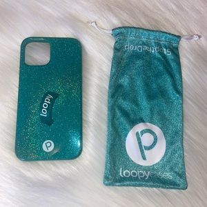 Loopy Sparkle Turquoise Case (LEFTY) for iPhone 12/12PRO